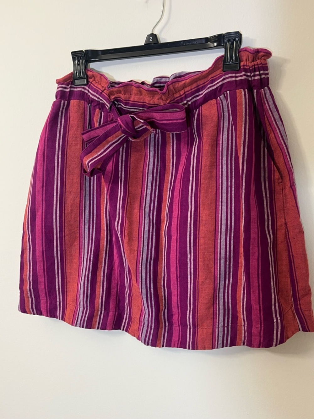 A New Day Boho Striped Lightweight Bow Tie-Waist Skirt with Pockets Large